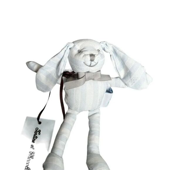 Tartine Et Chocolat striped bunny rabbit plush toy NWT Blue & White - Picture 8 of 10